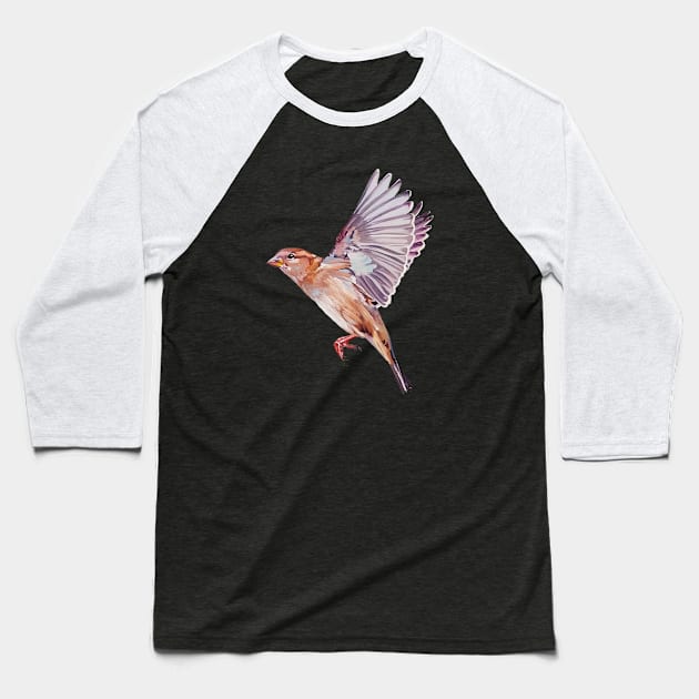 Magical House Sparrow painting (no background) Baseball T-Shirt by EmilyBickell